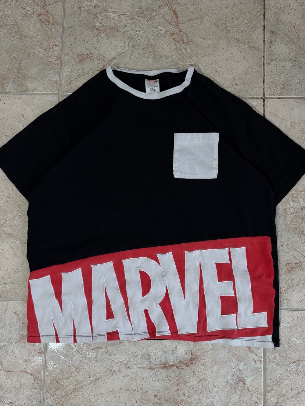 Marvel Black Red Colorblock Oversized T-Shirt Size L